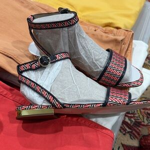 Ann Taylor Red and Black Patterned Sandals